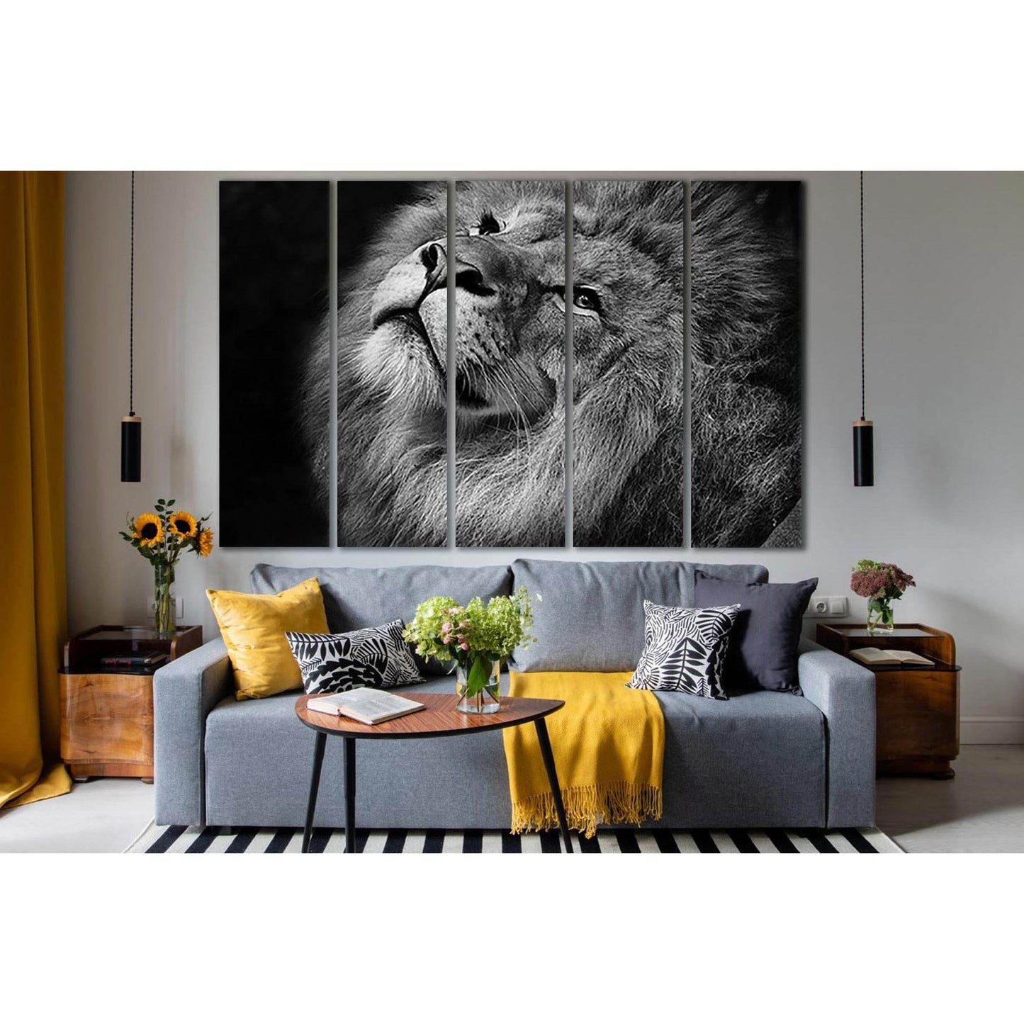 Leo Portrait Black & White №SL862 Ready to Hang Canvas Print - Zellart Canvas Prints 0new, ALL_Products, Black & White Wall Art