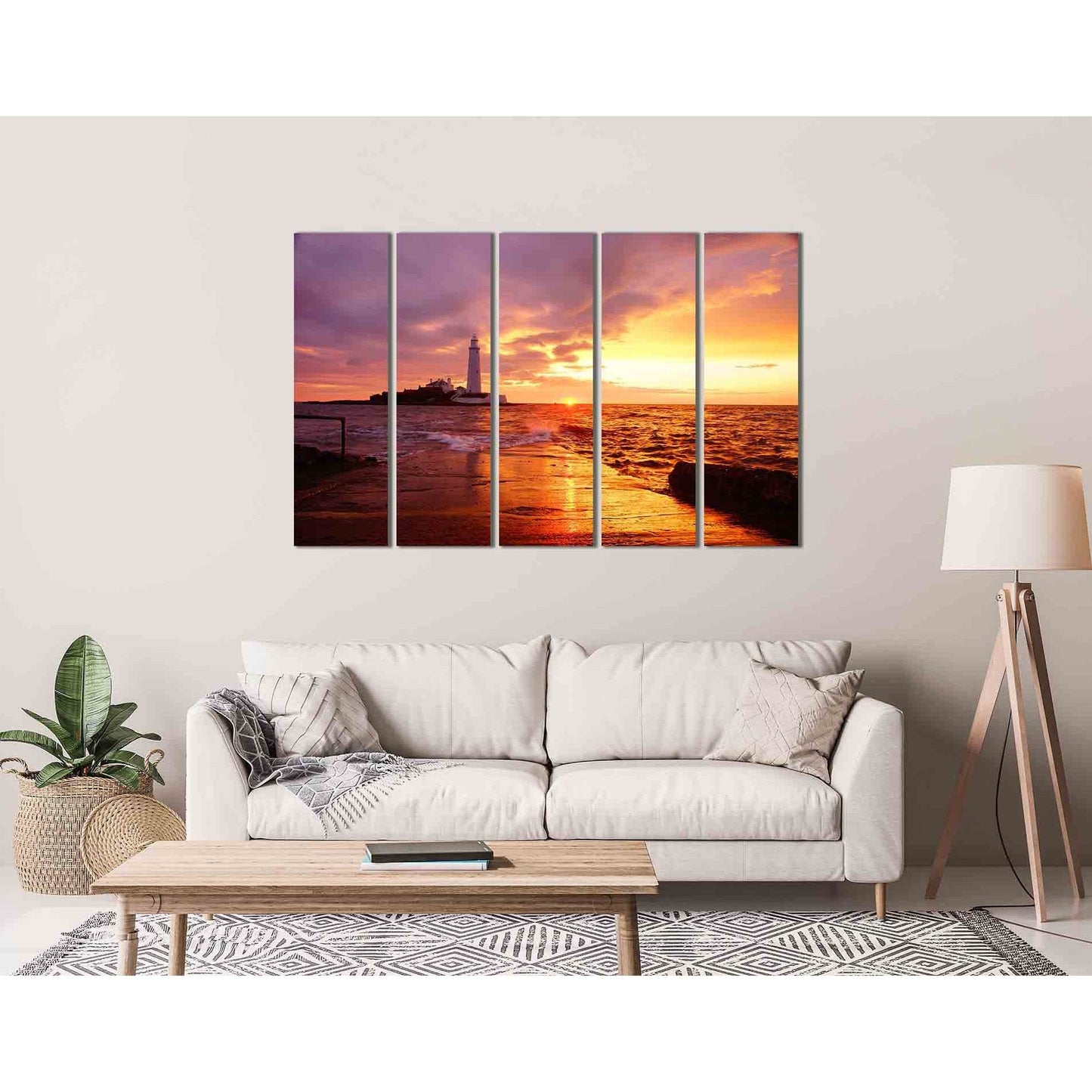 Lighthouse at dawn №D2028 Ready to Hang Canvas Print - Zellart Canvas Prints 0new, ALL_Products, Sunrise & sunset wall art