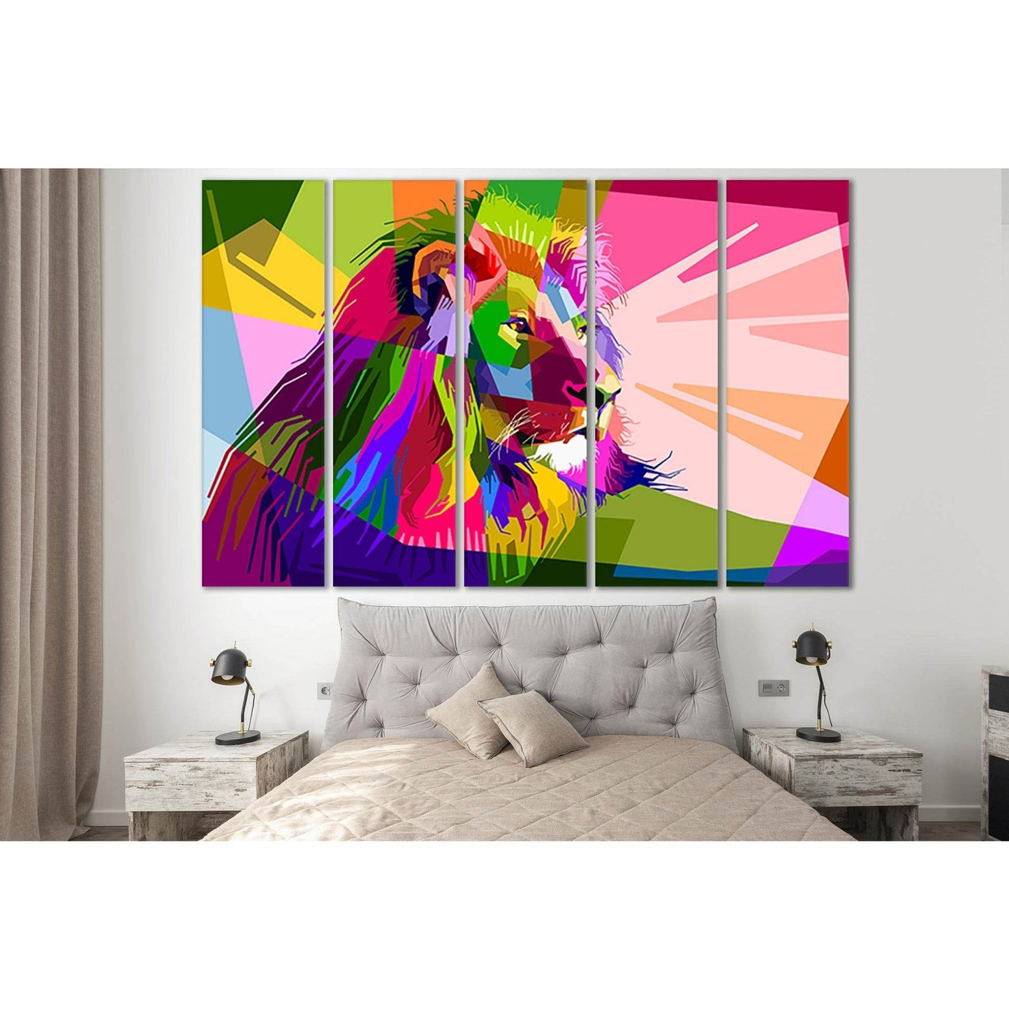Lion Face Pop Art №SL526 Ready to Hang Canvas Print - Zellart Canvas Prints 0new, ALL_Products, Lion, Pop ART