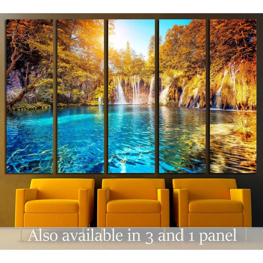Location famous resort Plitvice Lakes National Park, Croatia, Europe №3088 Ready to Hang Canvas PrintCanvas art arrives ready to hang, with hanging accessories included and no additional framing required. Every canvas print is hand-crafted, made on-demand