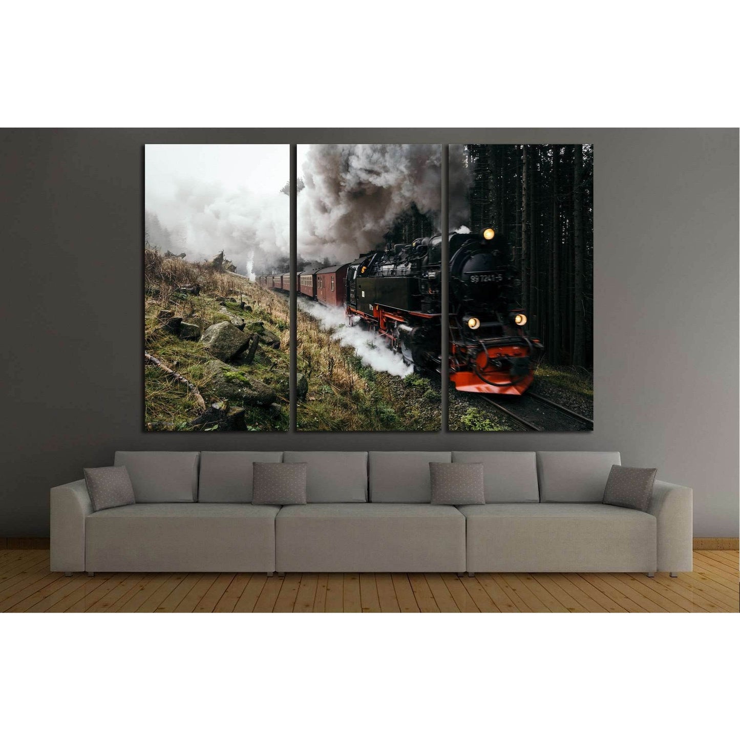 Locomotive in the Forest №237 Ready to Hang Canvas Print - Zellart Canvas Prints ALL_Products, wd-237