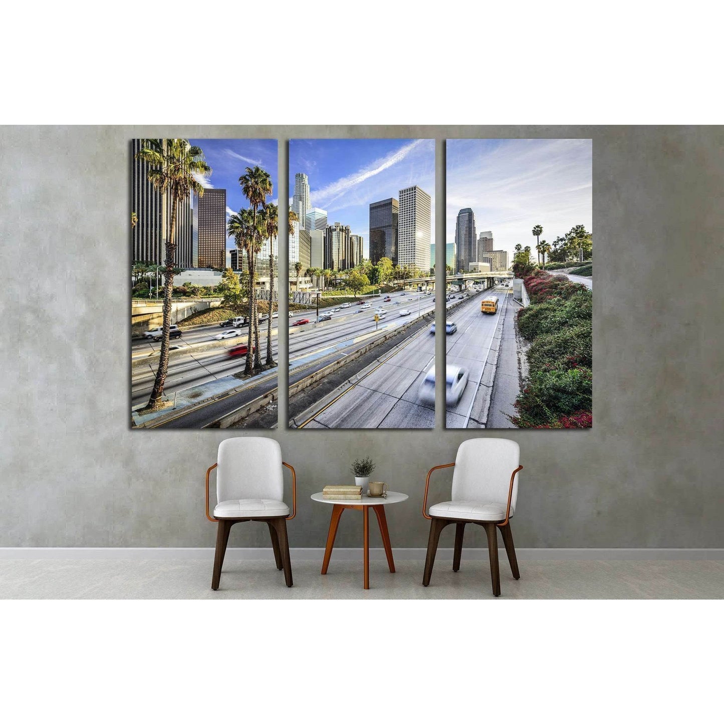 Los Angeles, California, USA downtown cityscape №1635 Ready to Hang Canvas Print - Zellart Canvas Prints ALL_Products, s-1635