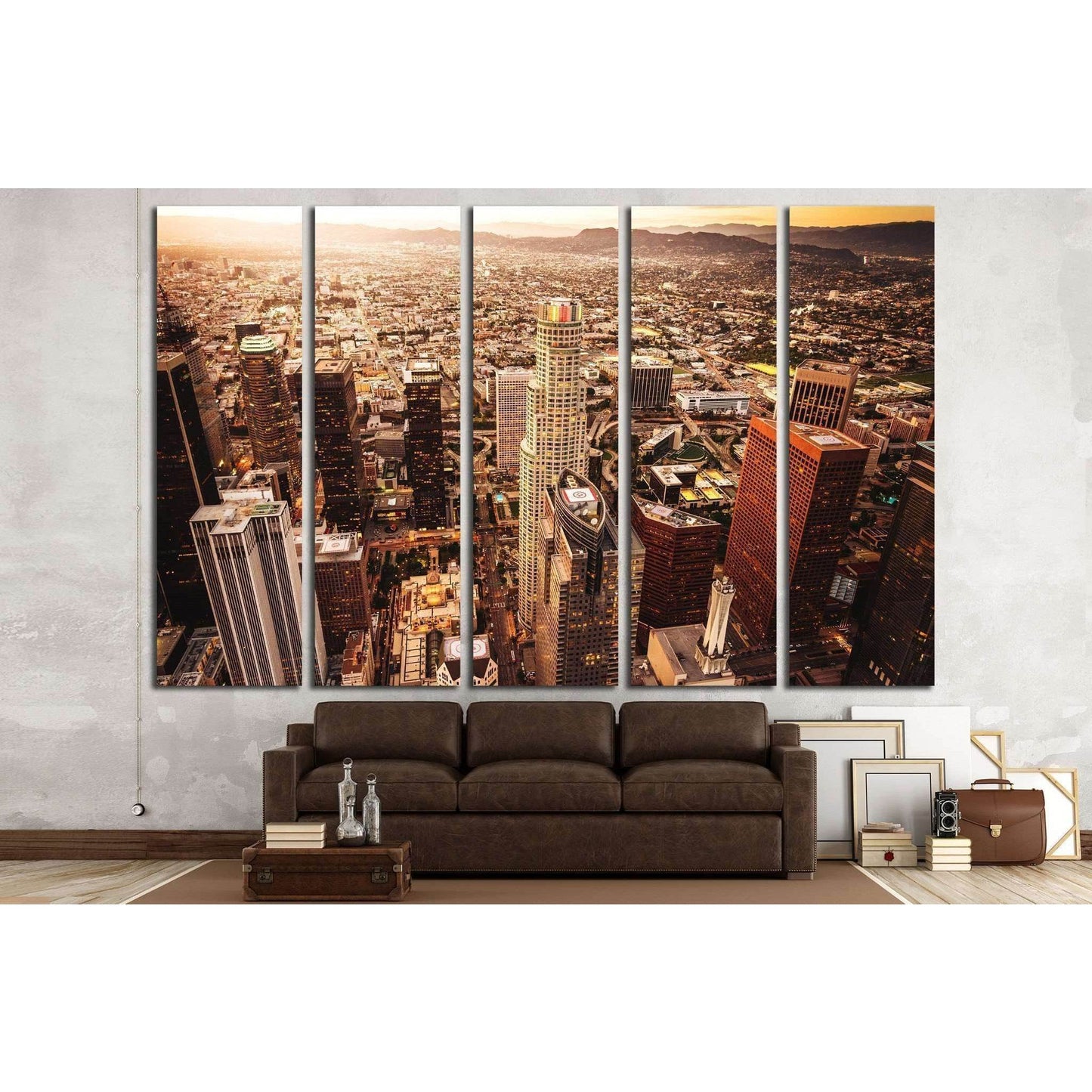 Los Angeles skyline aerial view №1947 Ready to Hang Canvas Print - Zellart Canvas Prints ALL_Products, s-1947