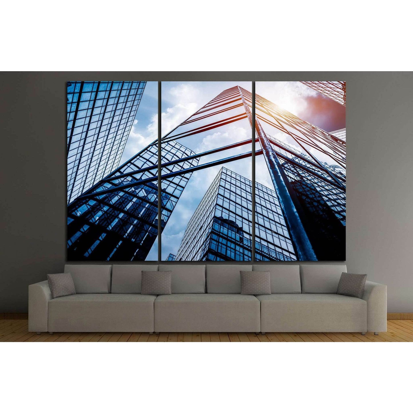 low angle view of skyscraper №1079 Ready to Hang Canvas Print - Zellart Canvas Prints ALL_Products, s-1079