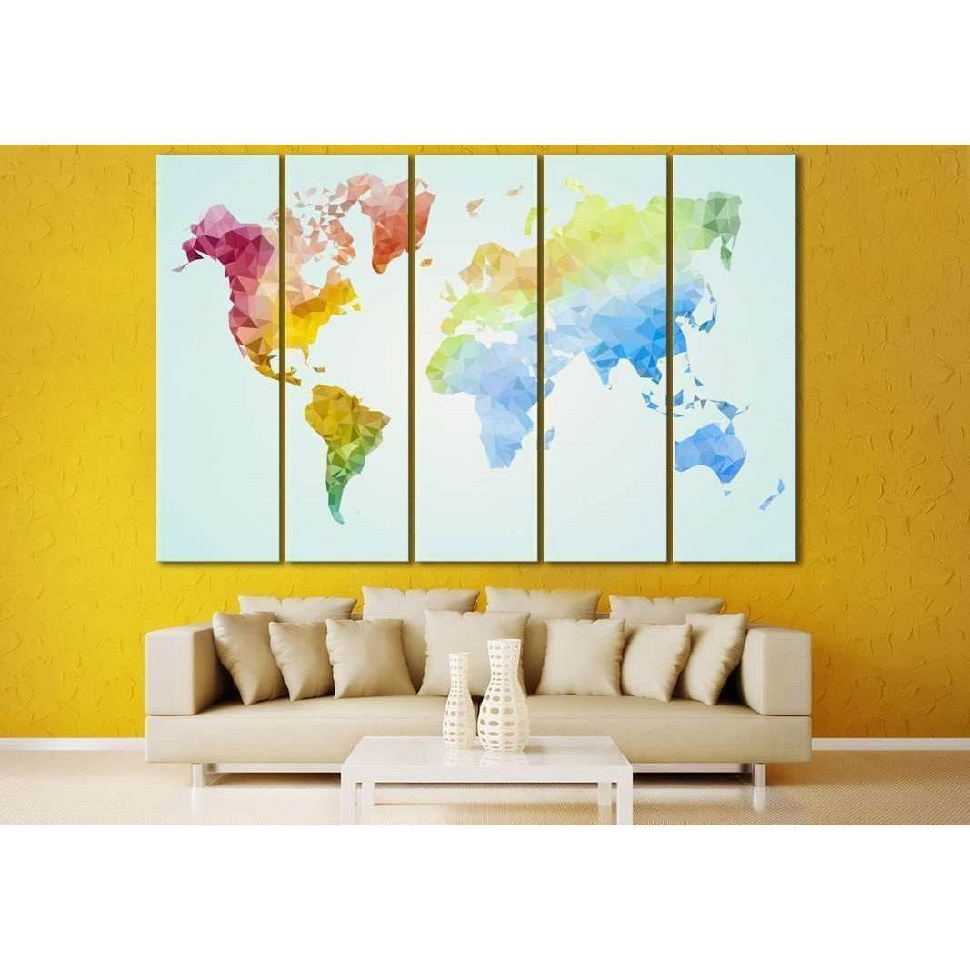 Low Poly World Map №110 Ready to Hang Canvas Print - Zellart Canvas Prints ALL_Products, wd-110