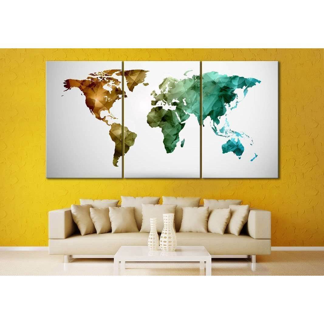 Low Poly World Map №111 Ready to Hang Canvas Print - Zellart Canvas Prints ALL_Products, wd-111