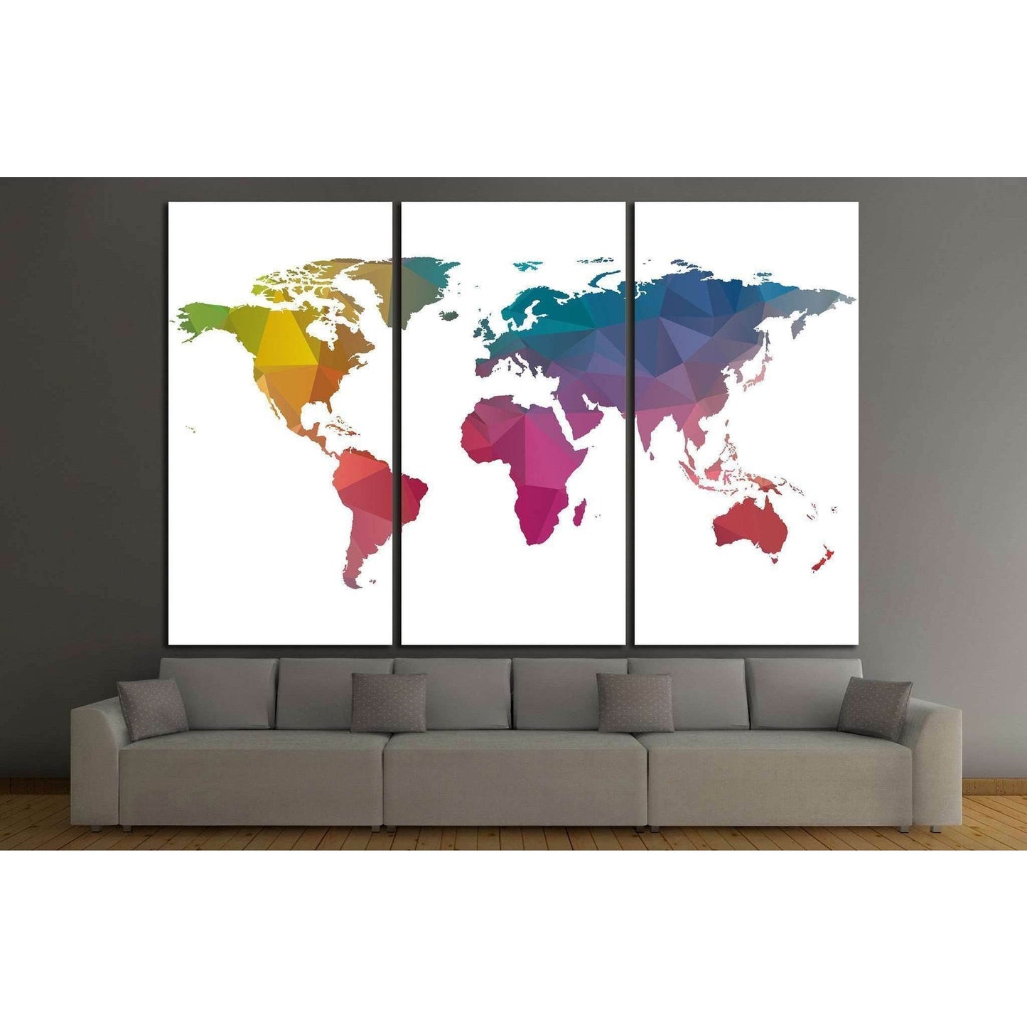 low Poly World Map №1455 Ready to Hang Canvas Print - Zellart Canvas Prints ALL_Products, s-1455