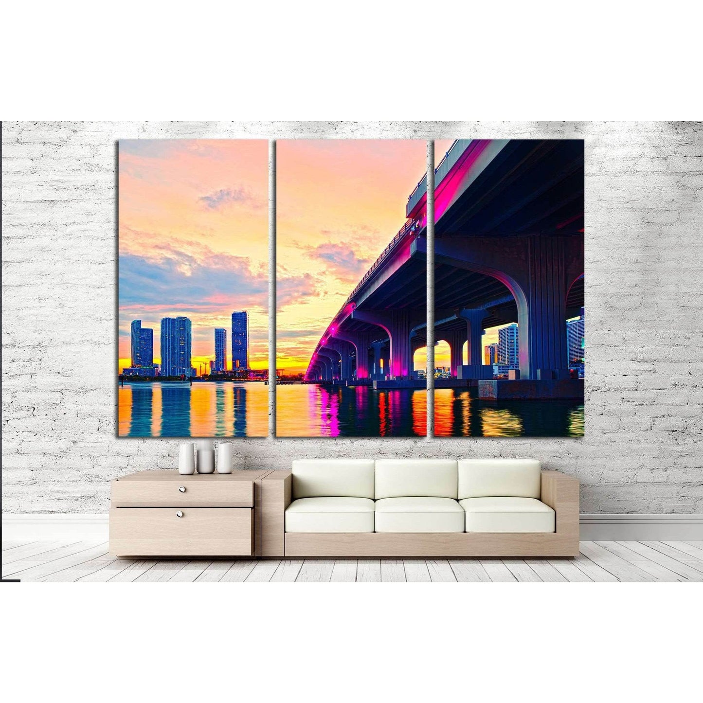 Macarthur bridge, Miami, Florida №1095 Ready to Hang Canvas Print - Zellart Canvas Prints ALL_Products, s-1095