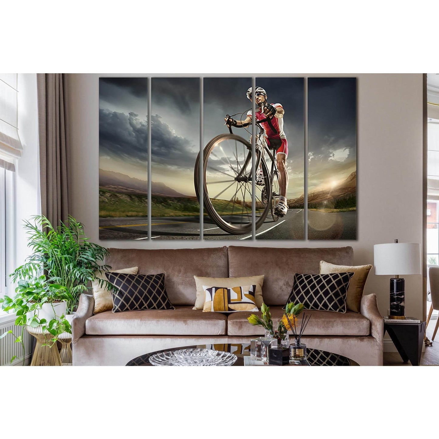 Man Training On His Road Bike №SL913 Ready to Hang Canvas Print - Zellart Canvas Prints 0new, ALL_Products, Sports & Motivation