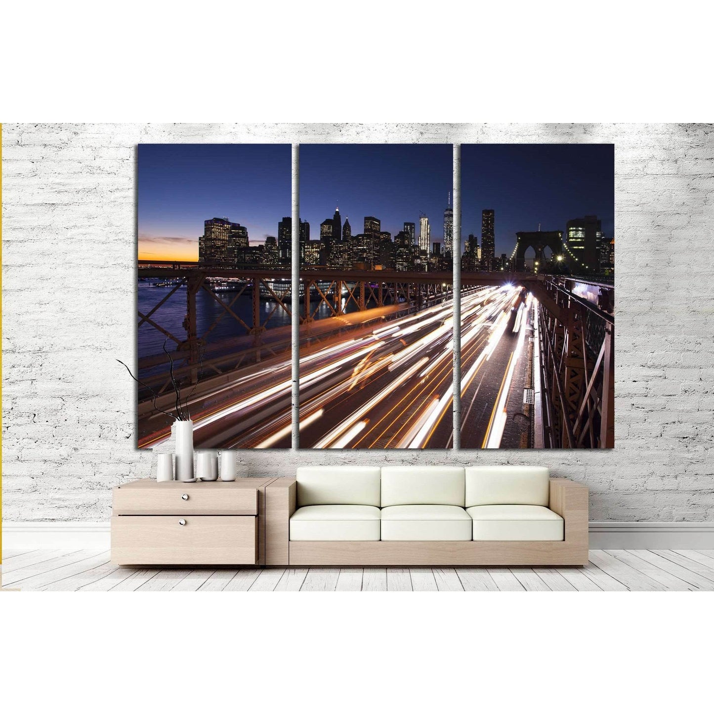 Manhattan, Brooklyn Bridge №823 Ready to Hang Canvas Print - Zellart Canvas Prints 0_NY_ART, ALL_Products, s-823