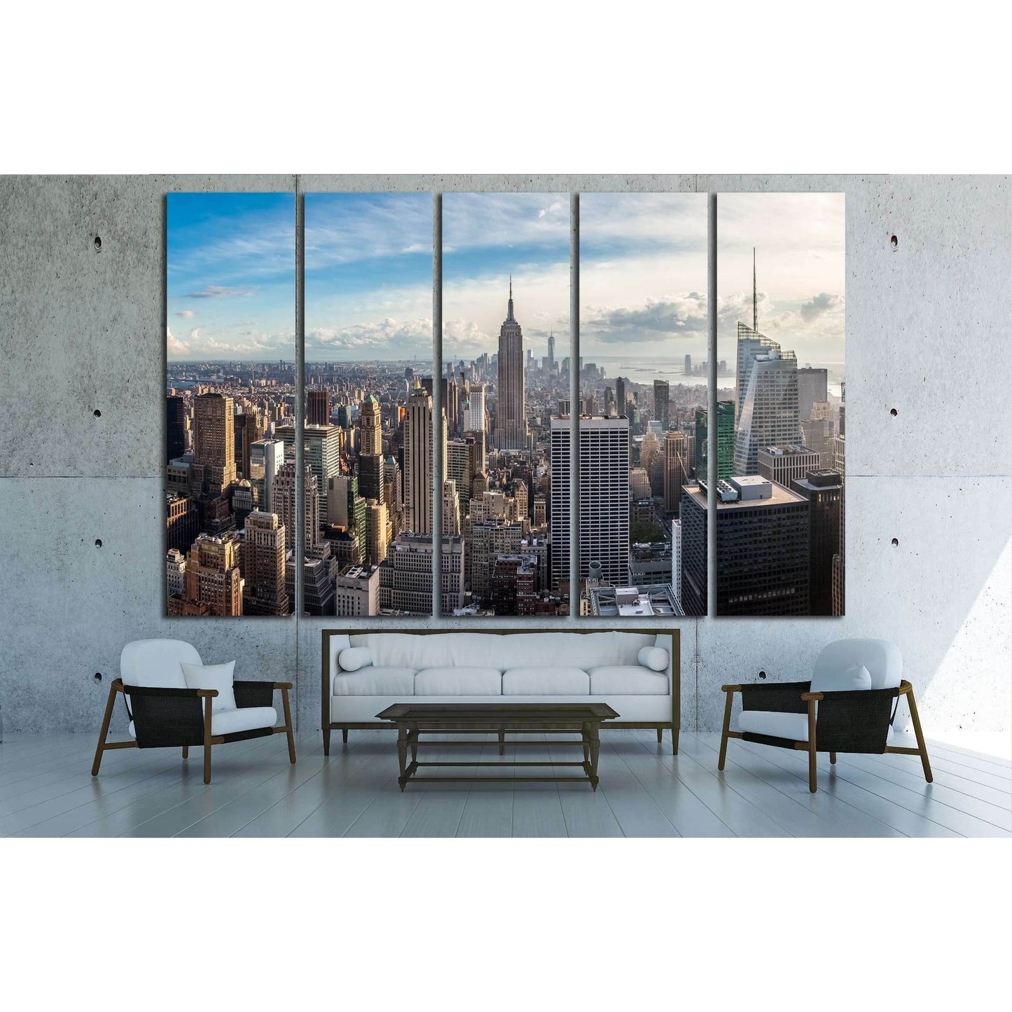 Manhattan skyline at sunset, New York City №2647 Ready to Hang Canvas Print - Zellart Canvas Prints 0_NY_ART, ALL_Products, s-2647