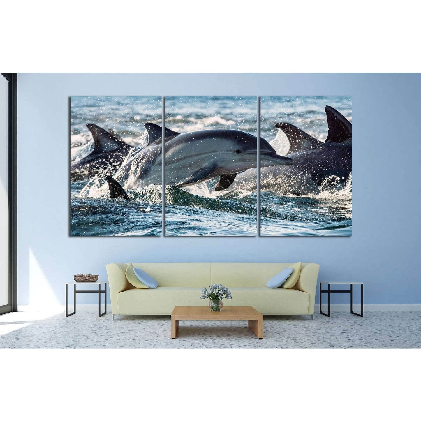 Many Dolphins №514 Ready to Hang Canvas Print - Zellart Canvas Prints ALL_Products, s-514