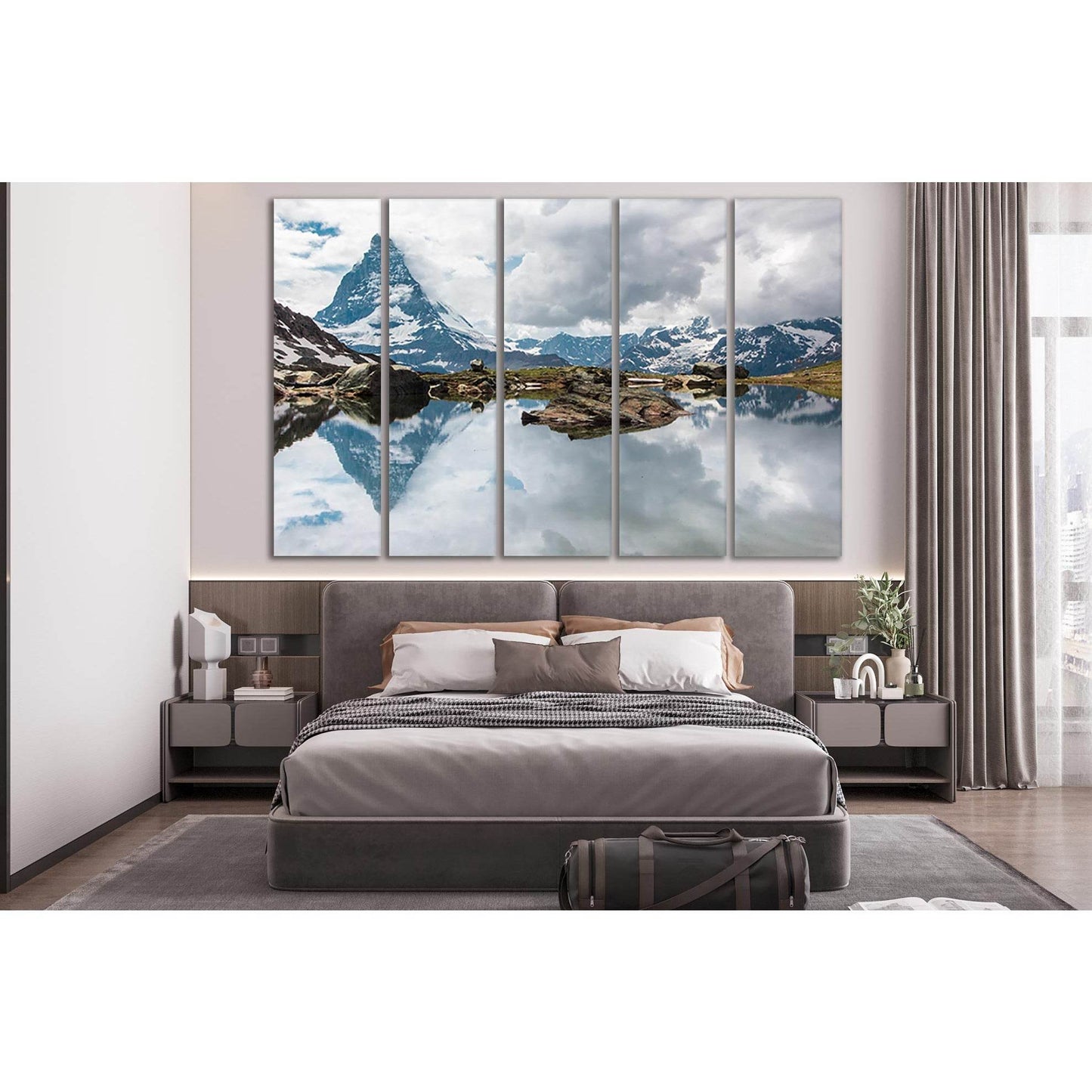Matterhorn Reflection In The Lake №Sl40 Ready to Hang Canvas Print - Zellart Canvas Prints 0new, ALL_Products, Nature & Landscapes Canvas Print