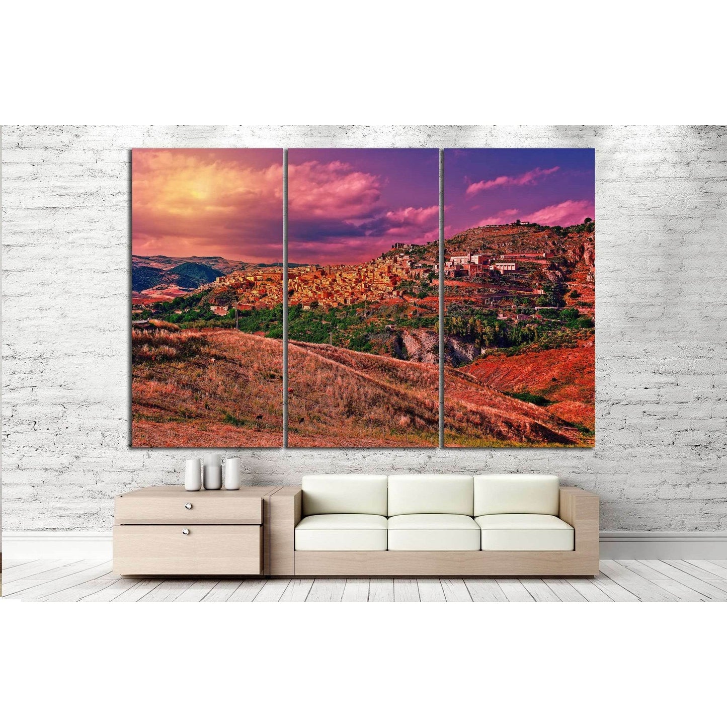 Medieval Town on the Mountain №994 Ready to Hang Canvas Print - Zellart Canvas Prints ALL_Products, s-994