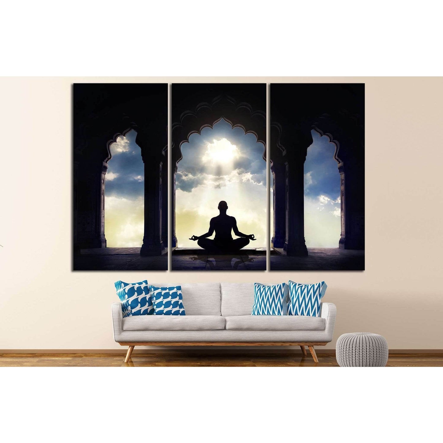 Meditating in old temple №701 Ready to Hang Canvas Print - Zellart Canvas Prints ALL_Products, s-701
