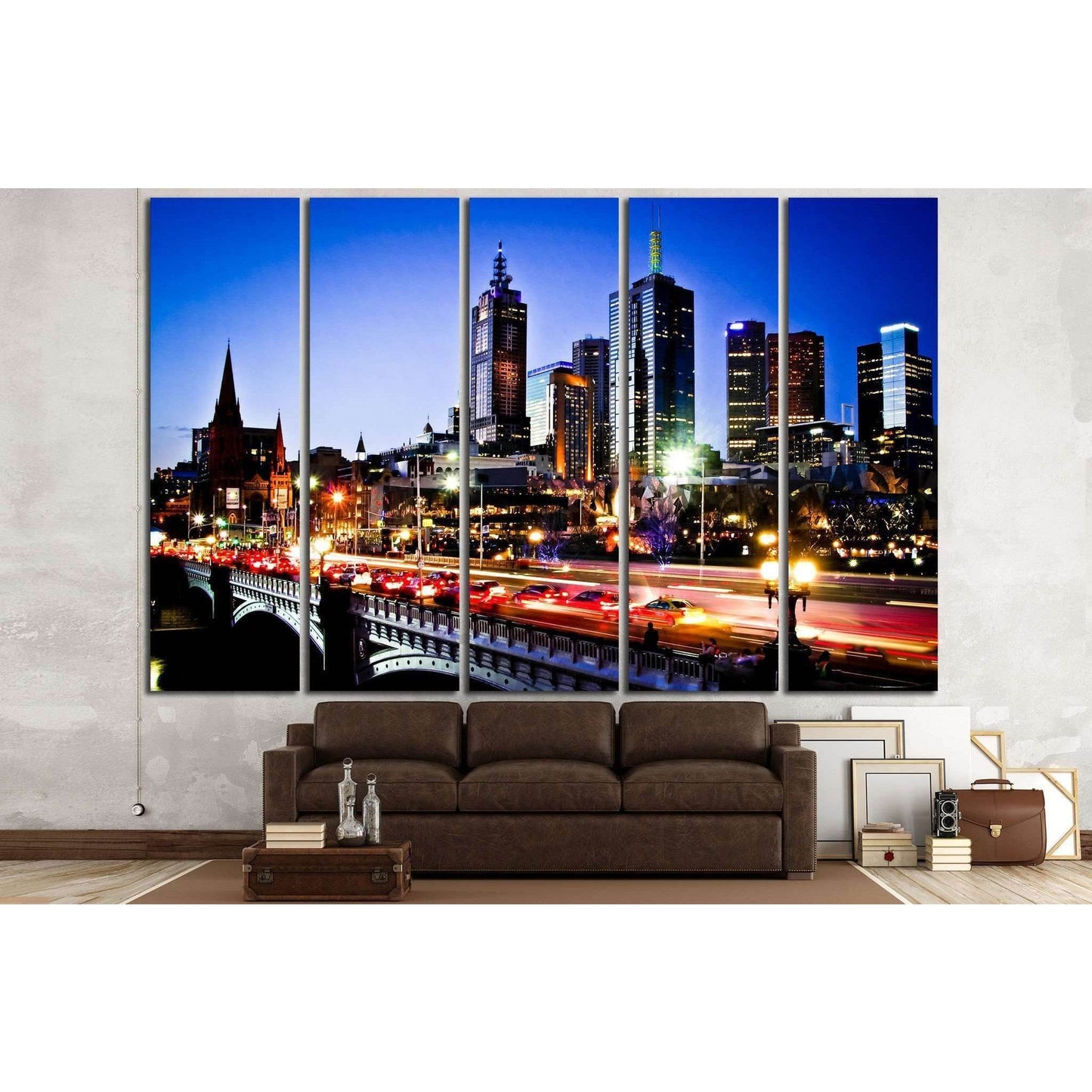 Melbourne by Night №784 Ready to Hang Canvas Print - Zellart Canvas Prints ALL_Products, s-784
