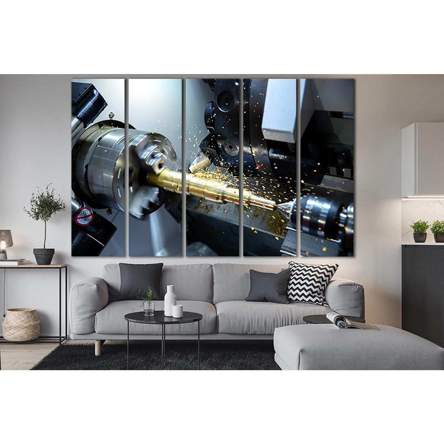 Metal Lathe №SL1452 Ready to Hang Canvas Print - Zellart Canvas Prints 0new, ALL_Products, Engine