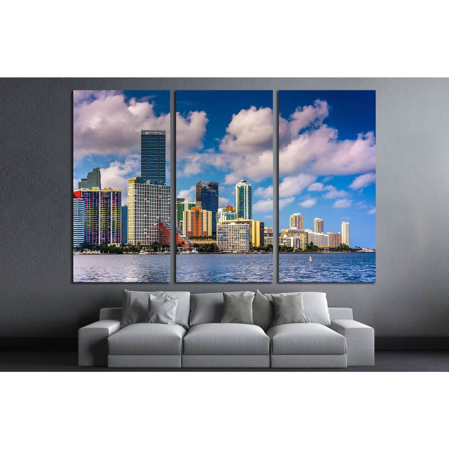 Miami Skyline from Virginia Key, Miami, Florida №1633 Ready to Hang Canvas Print - Zellart Canvas Prints ALL_Products, s-1633