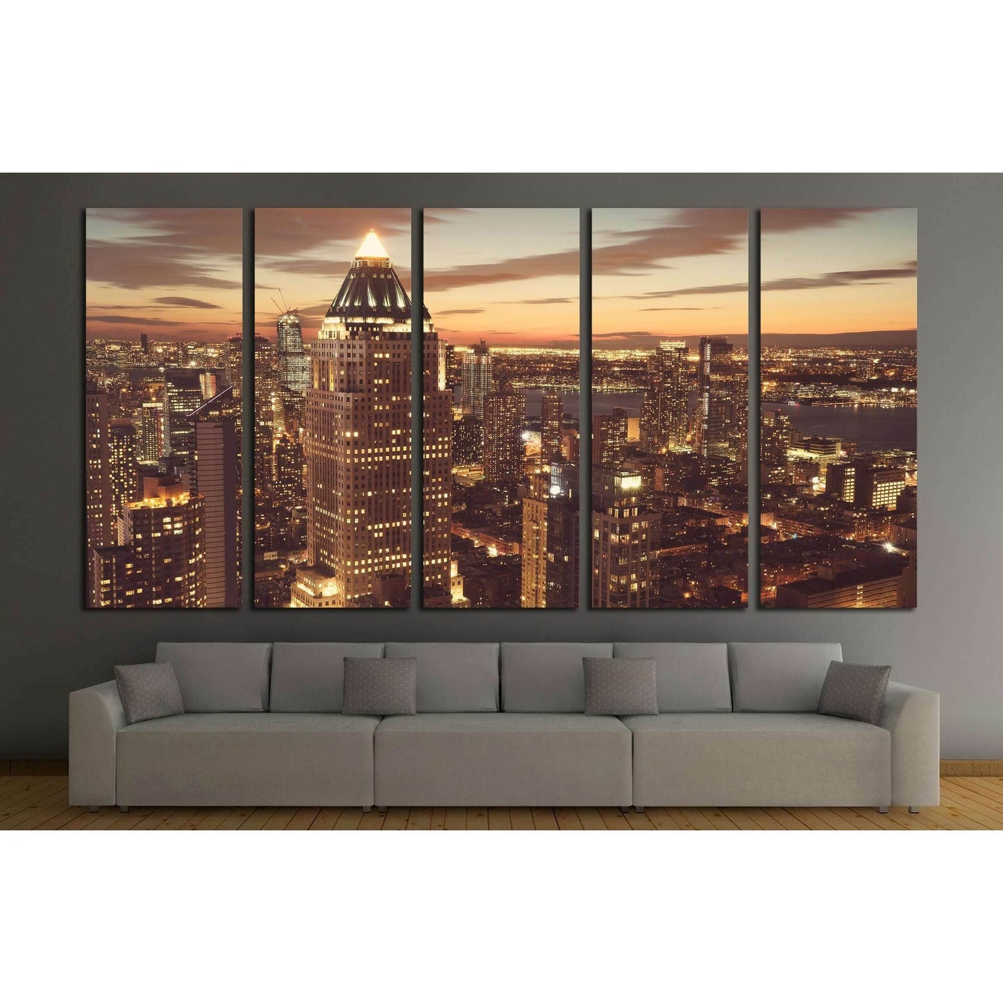 Midtown Manhattan New York skyline at night №1539 Ready to Hang Canvas Print - Zellart Canvas Prints 0_NY_ART, ALL_Products, s-1539