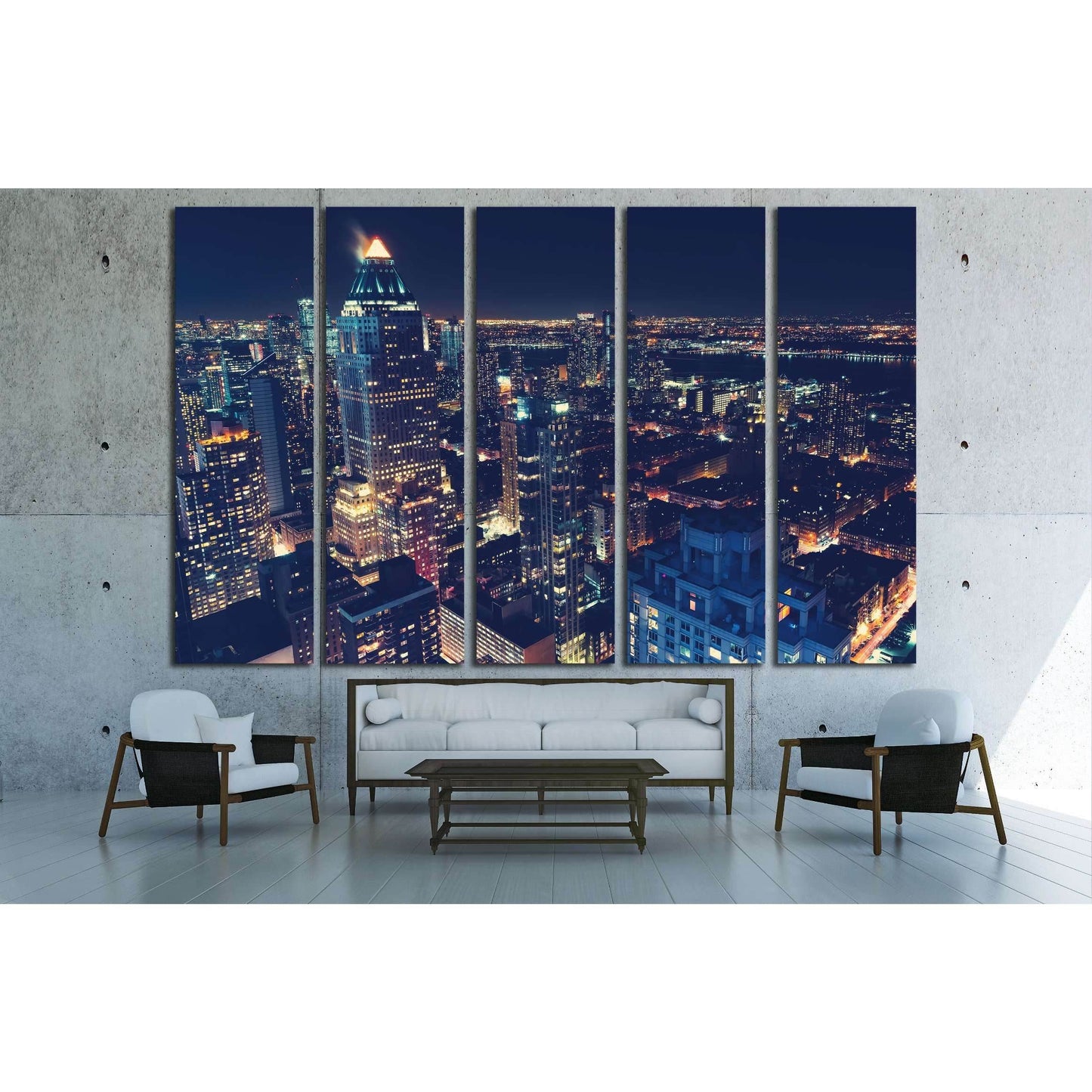 Midtown Manhattan New York skyline at night №3005 Ready to Hang Canvas Print - Zellart Canvas Prints 0_NY_ART, ALL_Products, s-3005