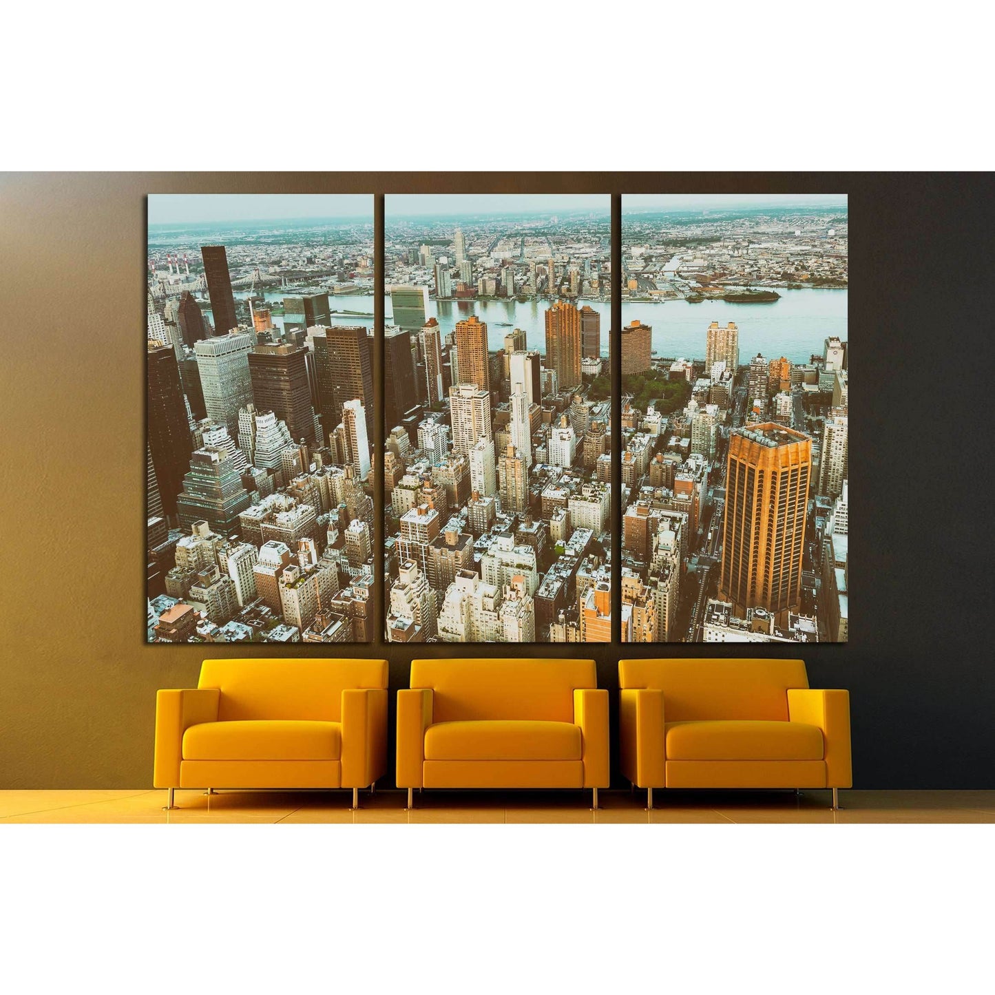 Midtown Manhattan night aerial skyline. №2715 Ready to Hang Canvas Print - Zellart Canvas Prints 0_NY_ART, ALL_Products, s-2715