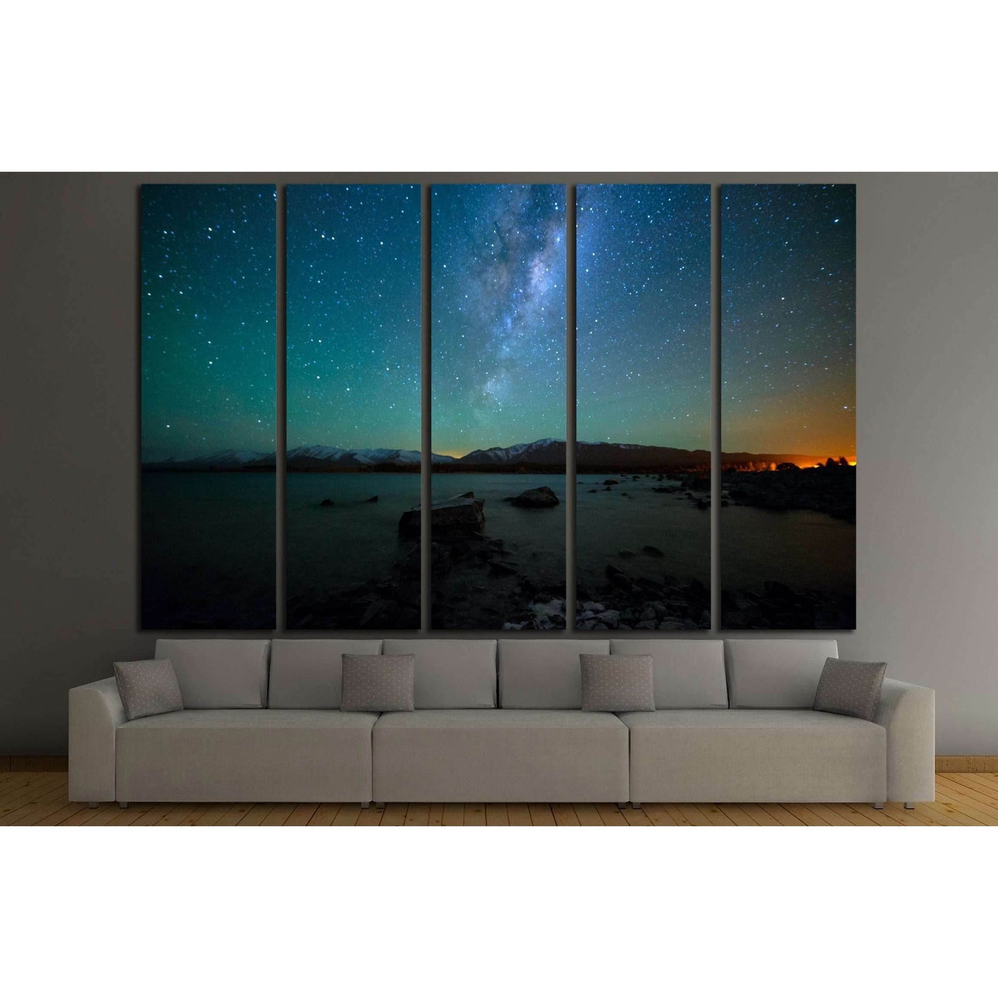 Milky Way Rising Above Lake Tekapo, New Zealand with Aurora Australis №3114 Ready to Hang Canvas Print - Zellart Canvas Prints ALL_Products, s-3114