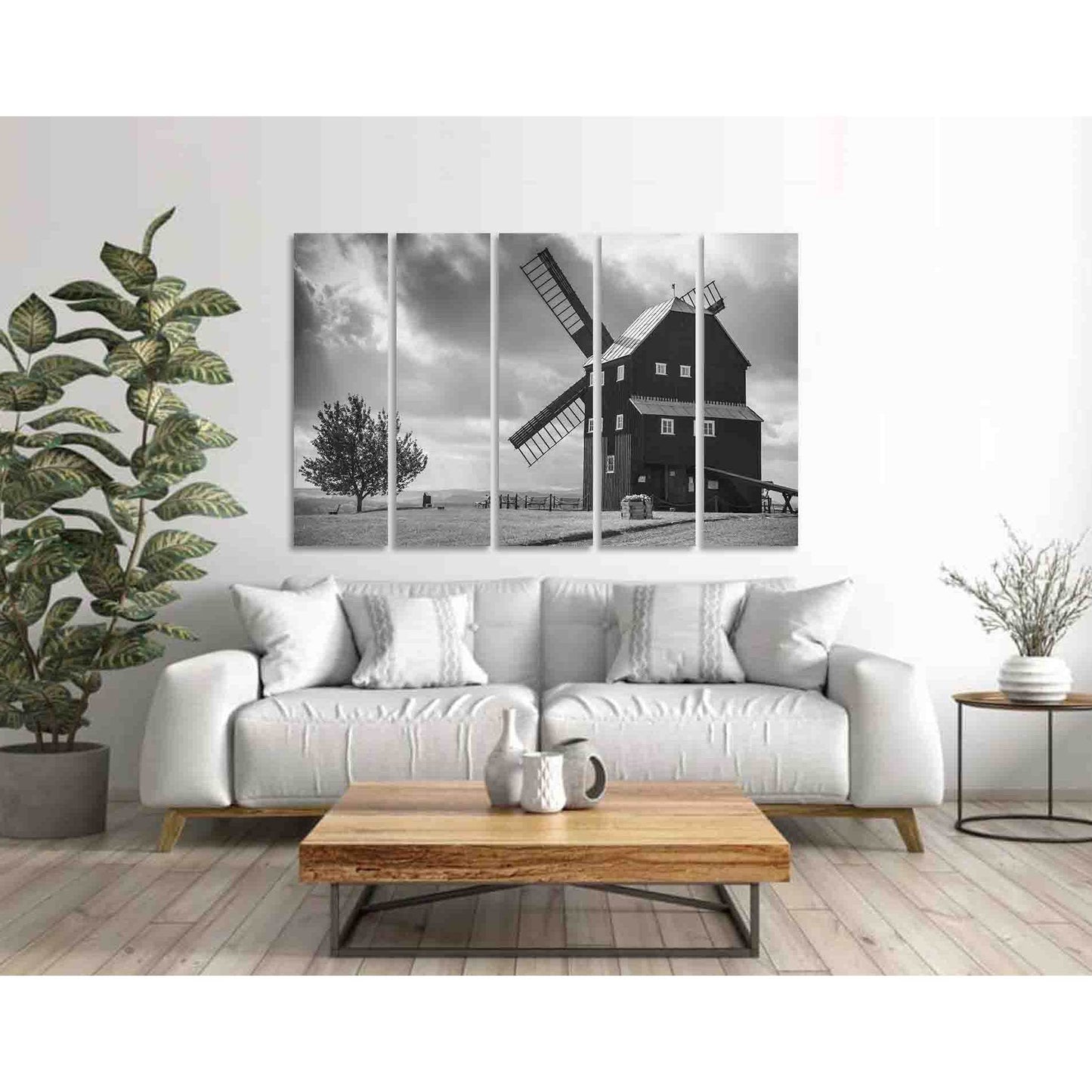 Mill in the mountains №D2814 Ready to Hang Canvas Print - Zellart Canvas Prints 0new, ALL_Products, Black & White Wall Art