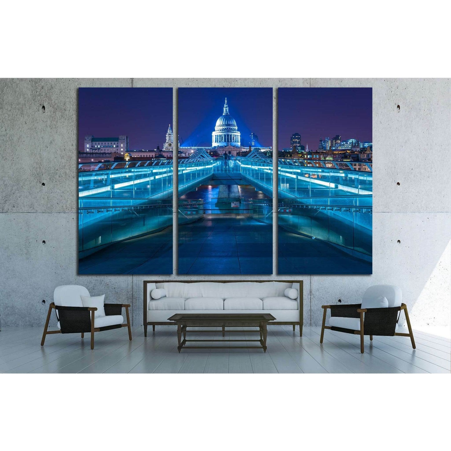Millennium Bridge leading to Saint Paul's Cathedral, London, UK №1680 Ready to Hang Canvas Print - Zellart Canvas Prints ALL_Products, s-1680