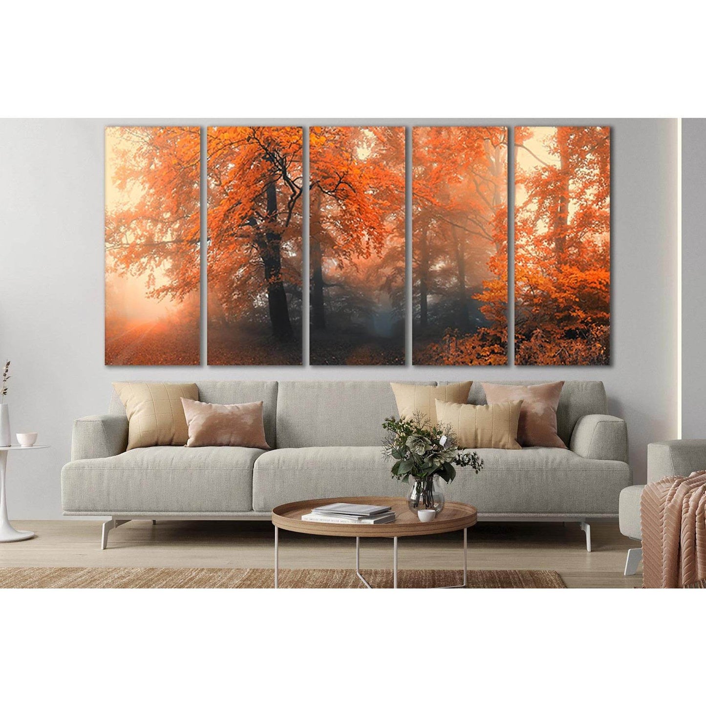 Misty Autumn Forest №SL797 Ready to Hang Canvas Print - Zellart Canvas Prints 0new, ALL_Products, Trees Wall Art