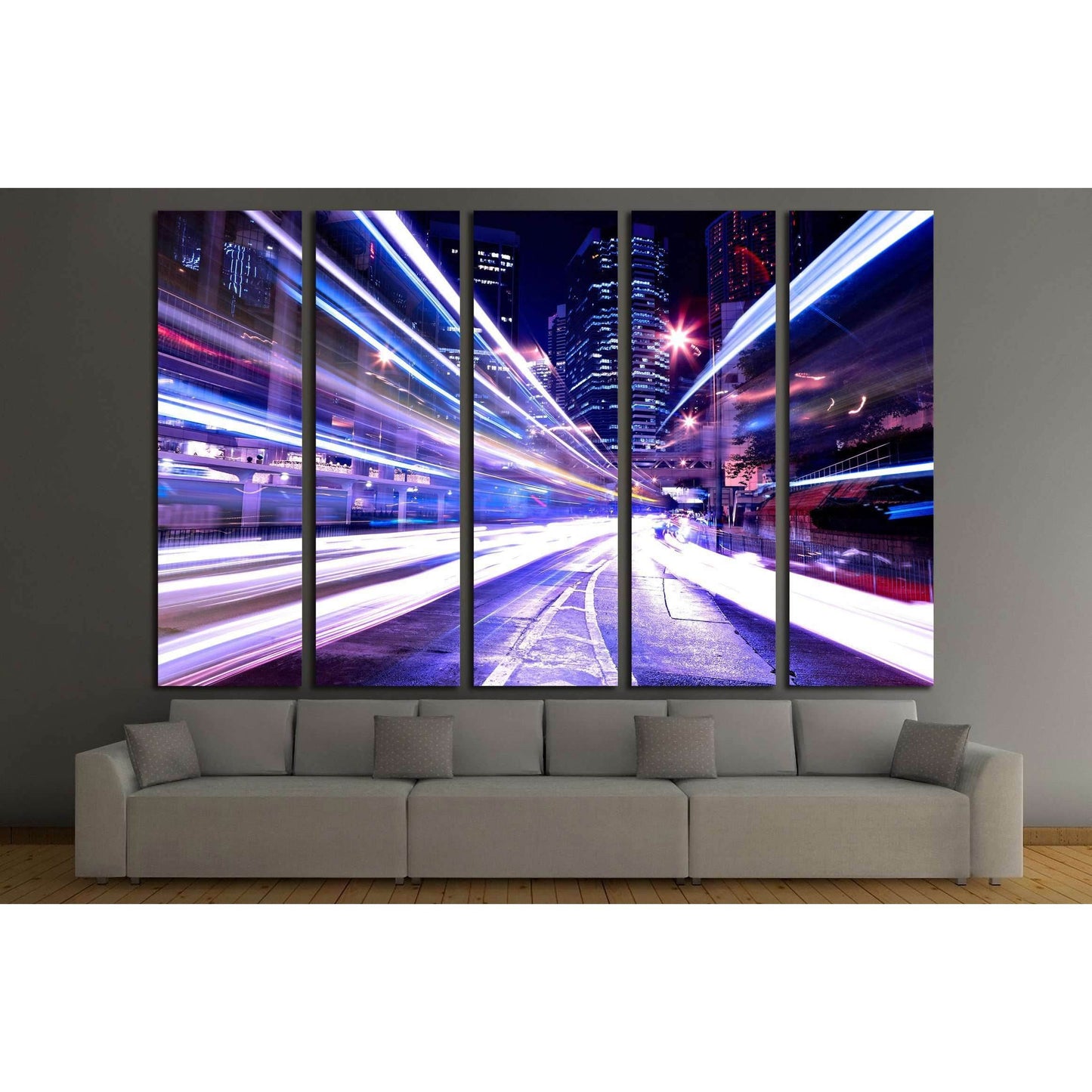modern city at night №2289 Ready to Hang Canvas Print - Zellart Canvas Prints ALL_Products, s-2289