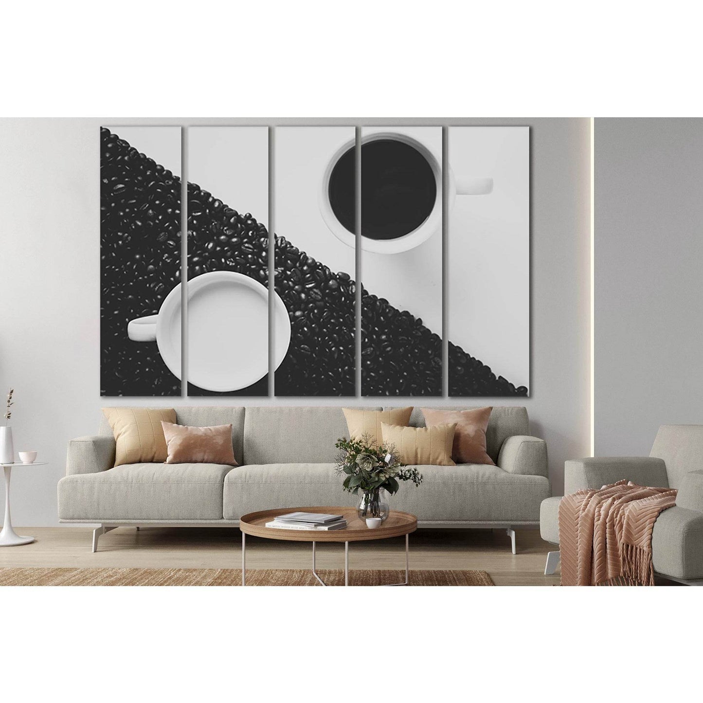 Monochrome Yin Yang Coffee №SL850 Ready to Hang Canvas Print - Zellart Canvas Prints 0new, ALL_Products, Black & White Wall Art