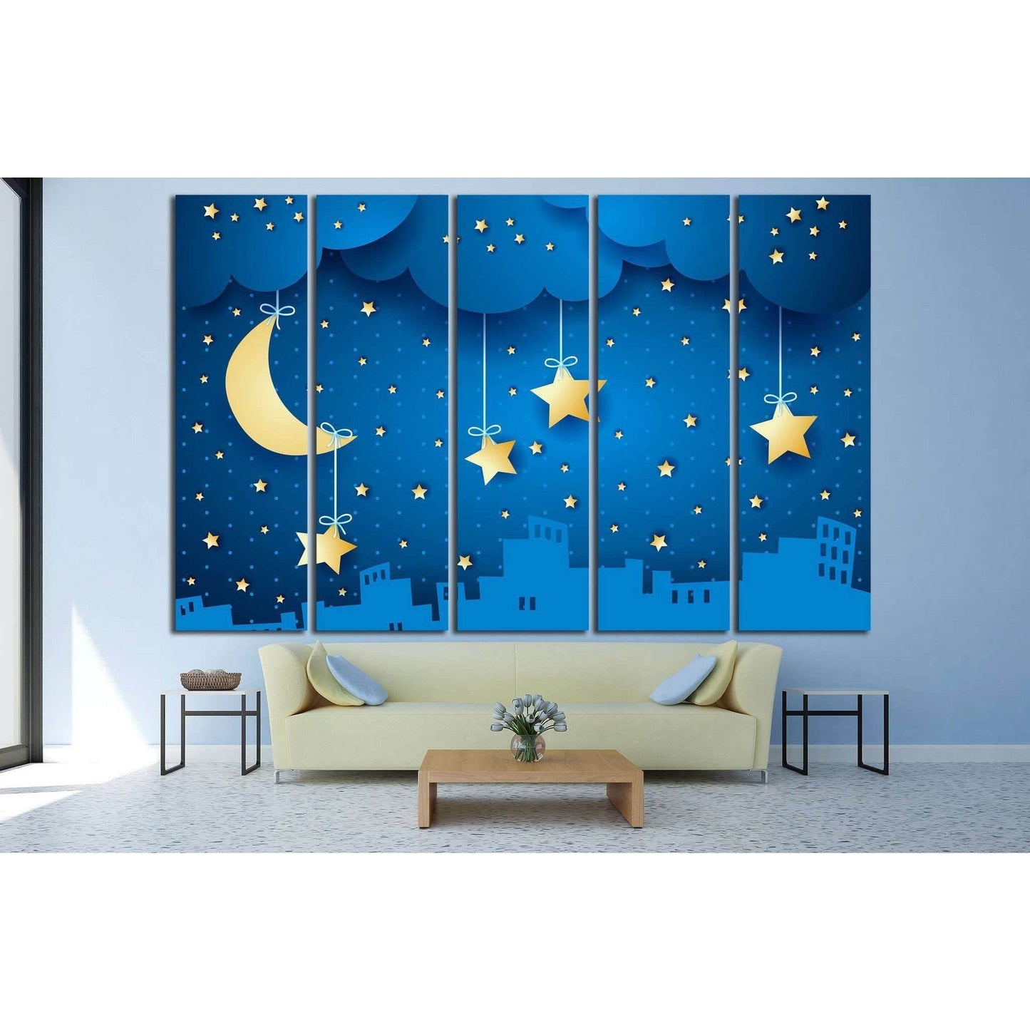 moon and skyline №735 Ready to Hang Canvas Print - Zellart Canvas Prints ALL_Products, s-735