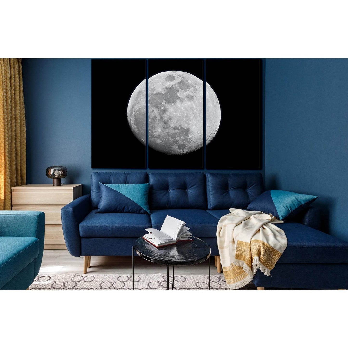 Moon Close Up Black And White №SL846 Ready to Hang Canvas Print - Zellart Canvas Prints 0new, ALL_Products, Black & White Wall Art