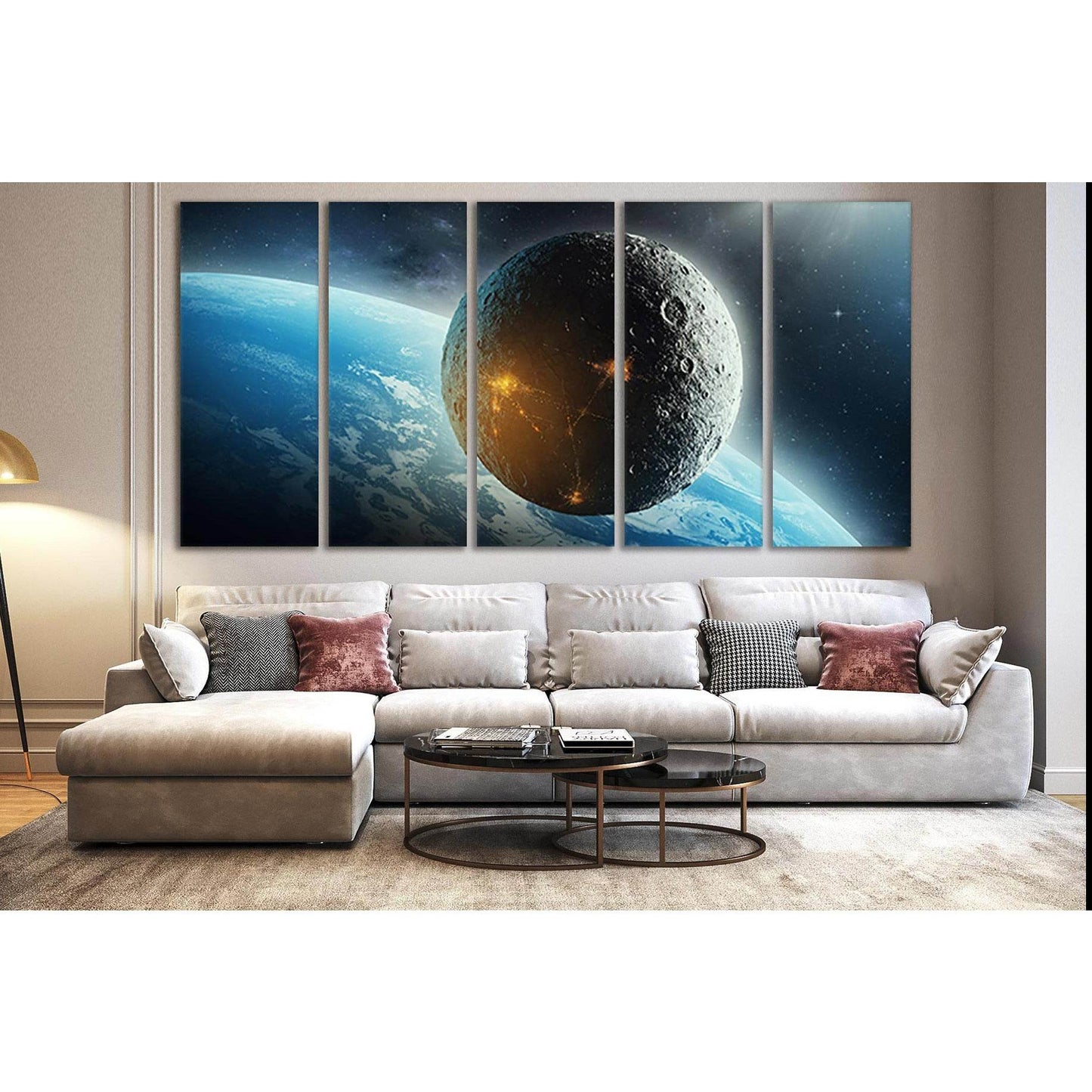 Moon Colonization Futuristic Space №SL407 Ready to Hang Canvas Print - Zellart Canvas Prints 0new, ALL_Products, Astronomy & Space Canvas Wall Art