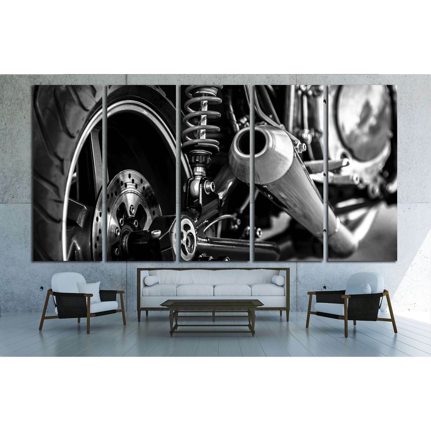 Motorbike rear in black and white №3279 Ready to Hang Canvas Print - Zellart Canvas Prints ALL_Products, s-3279