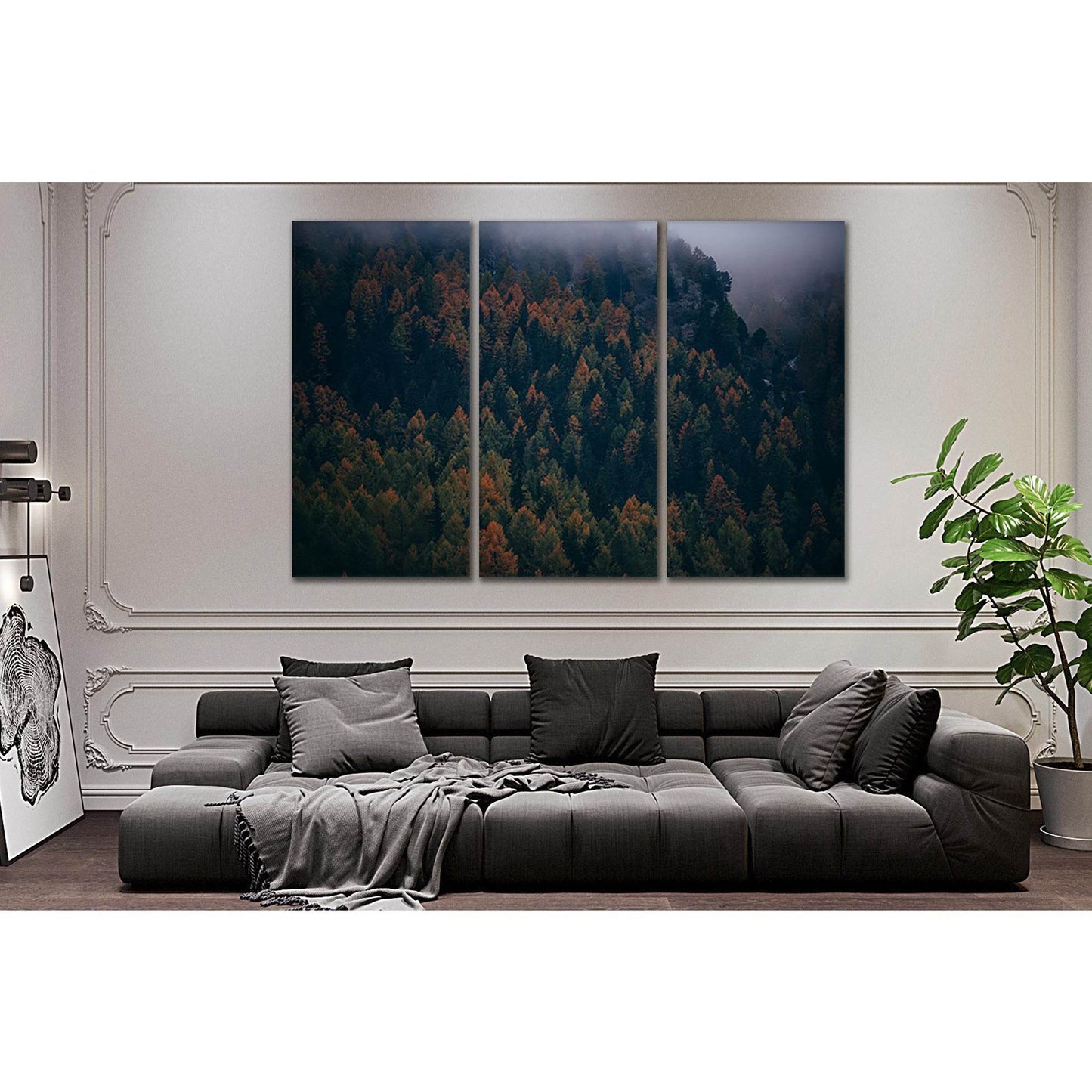 Mountain Forest With Morning Mist №Sl27 Ready to Hang Canvas Print - Zellart Canvas Prints 0new, ALL_Products, Nature & Landscapes Canvas Print