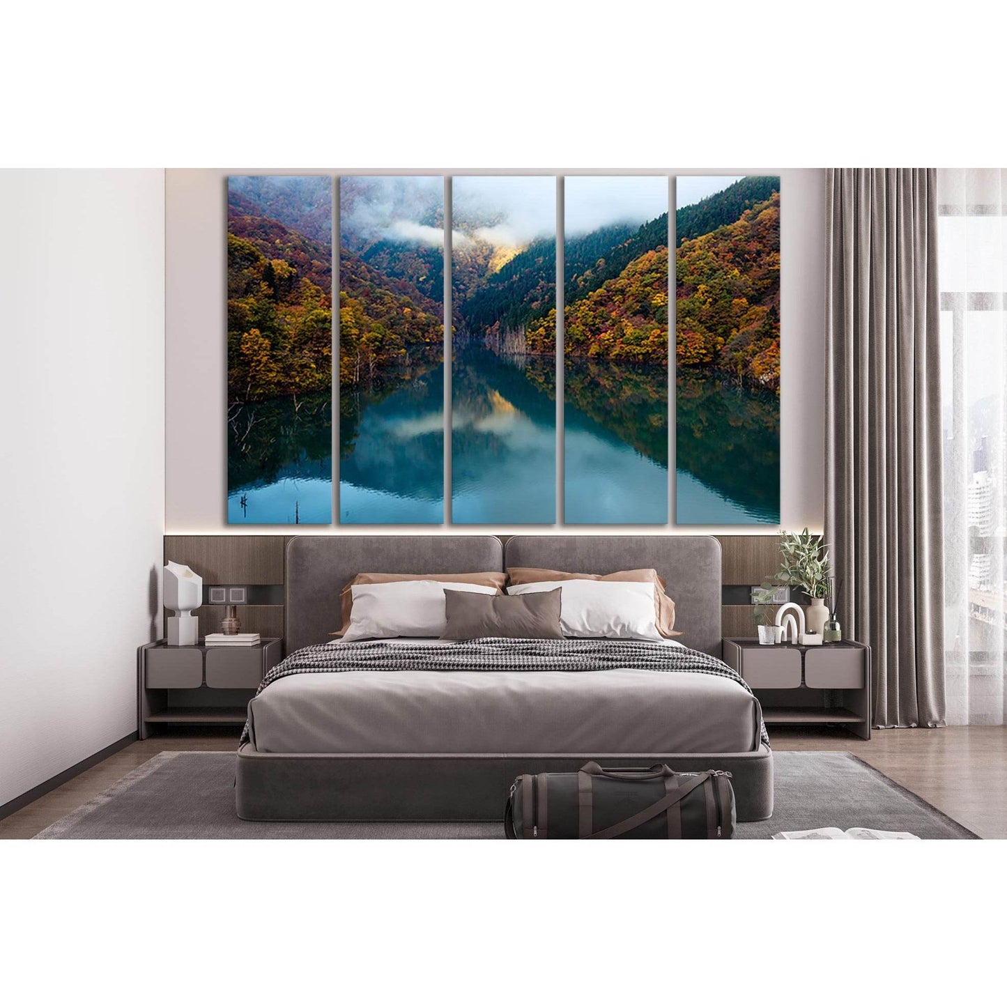 Mountain Lake In Autumn №SL1594 Ready to Hang Canvas Print - Zellart Canvas Prints 0new, ALL_Products, Mountains Wall Art, Nature Wall Art