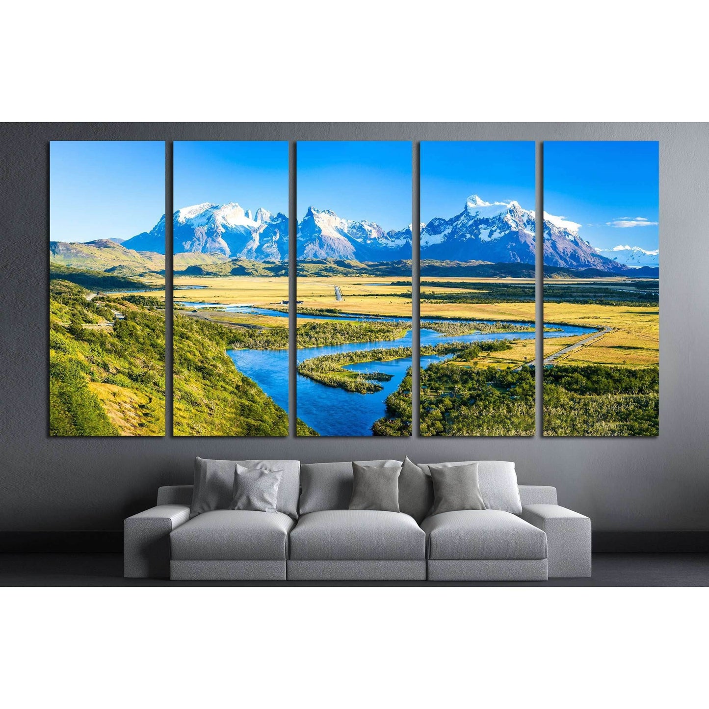 Mountain river valley panorama landscape №2912 Ready to Hang Canvas Print - Zellart Canvas Prints ALL_Products, s-2912