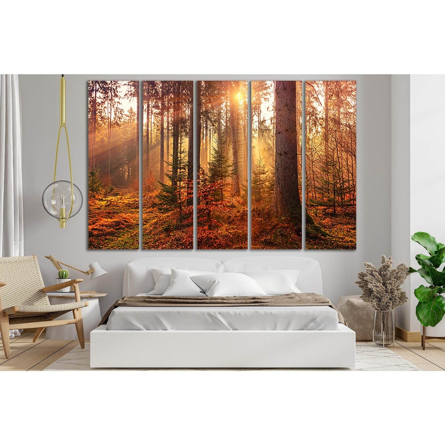 Mystery Autumn Forest And Sun Light №SL518 Ready to Hang Canvas Print - Zellart Canvas Prints 0new, ALL_Products, Trees Wall Art