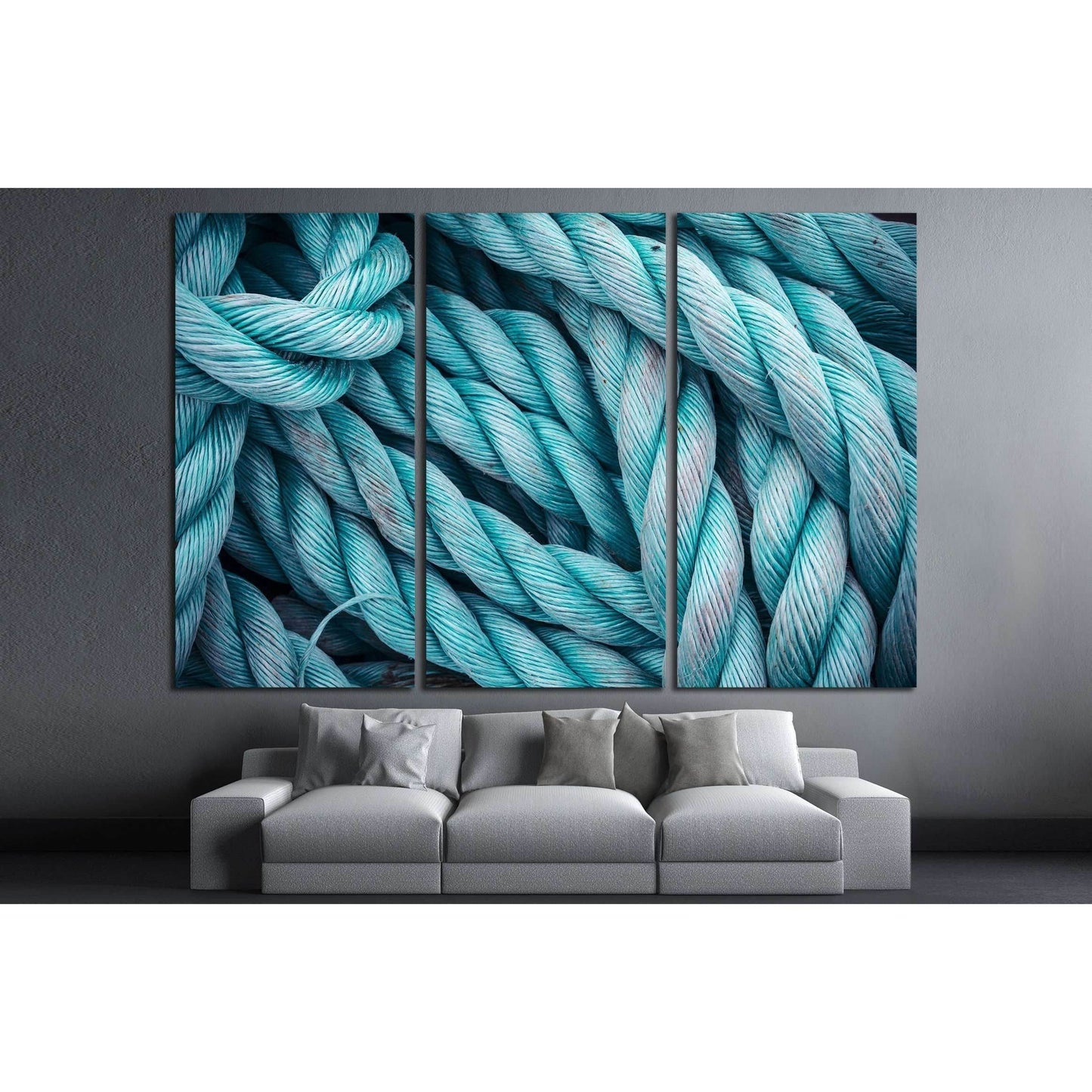 Nautical background. Closeup of an old blue frayed boat rope. Tonned image. №2538 Ready to Hang Canvas Print - Zellart Canvas Prints ALL_Products, s-2538