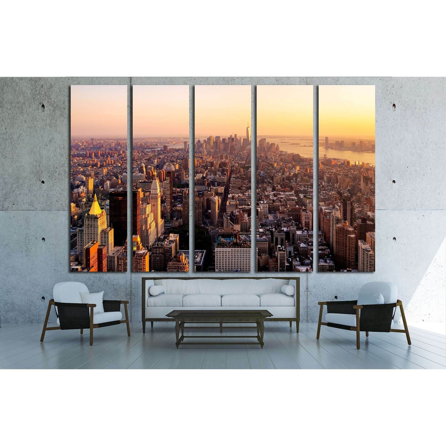 New York City at sunset №2992 Ready to Hang Canvas Print - Zellart Canvas Prints 0_NY_ART, ALL_Products, s-2992