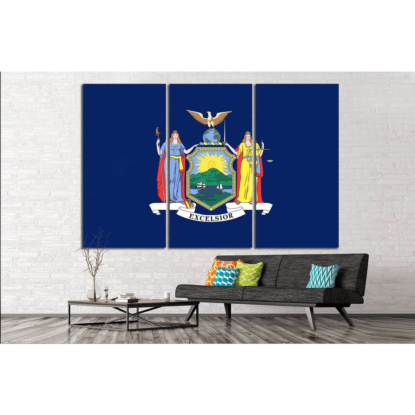New York state flag №681 Ready to Hang Canvas Print - Zellart Canvas Prints 0_NY_ART, ALL_Products, s-681