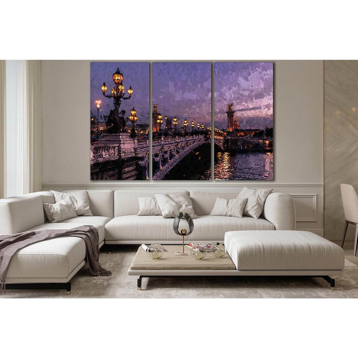 Night Bridge №SL565 Ready to Hang Canvas Print - Zellart Canvas Prints 0new, ALL_Products, Oil Painting Wall Art
