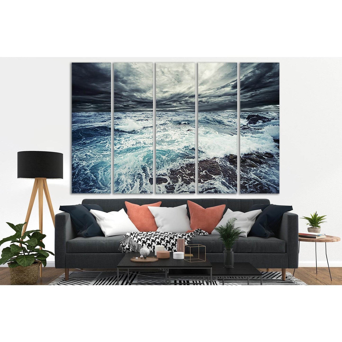 Ocean Shore Storm №SL50 Ready to Hang Canvas Print - Zellart Canvas Prints 0new, ALL_Products, Beach Ocean & Waves