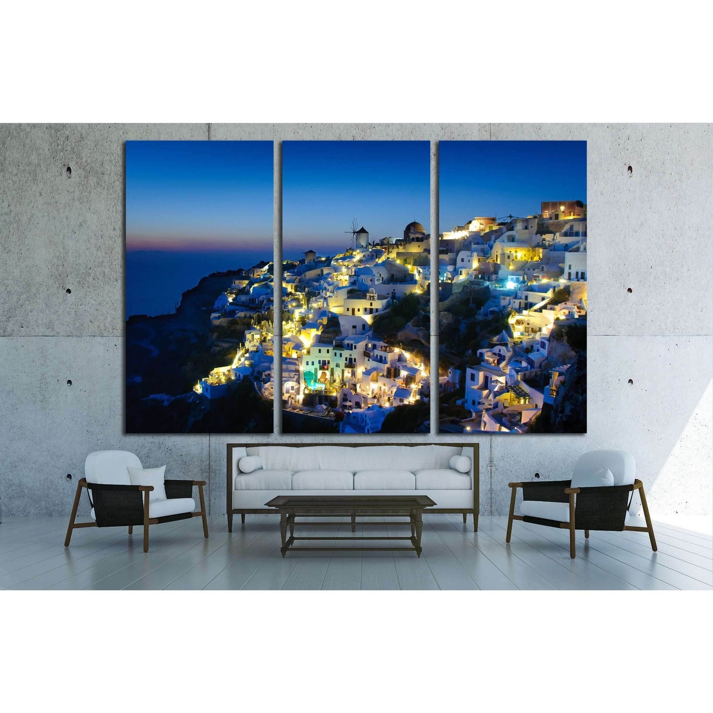 Oia village in Santorini at in the evening, Greece №2242 Ready to Hang Canvas Print - Zellart Canvas Prints ALL_Products, s-2242