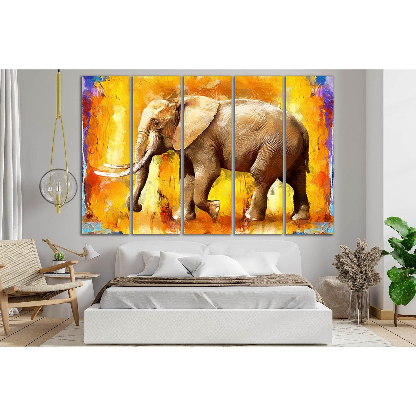 Oil Painting Of Elephant №SL602 Ready to Hang Canvas Print - Zellart Canvas Prints 0new, ALL_Products, Elephant, Oil Painting Wall Art