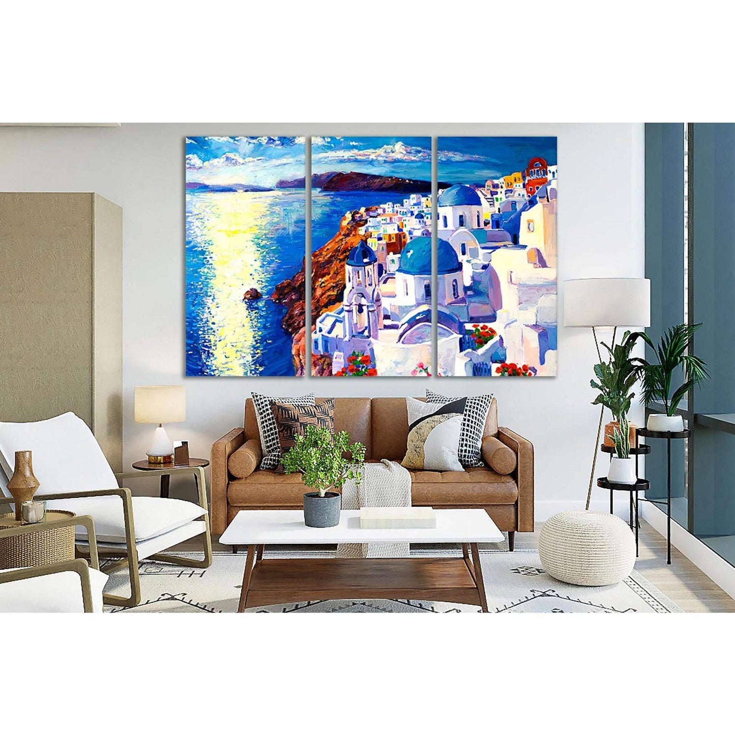 Oil Painting Santorini №SL601 Ready to Hang Canvas Print - Zellart Canvas Prints 0new, ALL_Products, Oil Painting Wall Art
