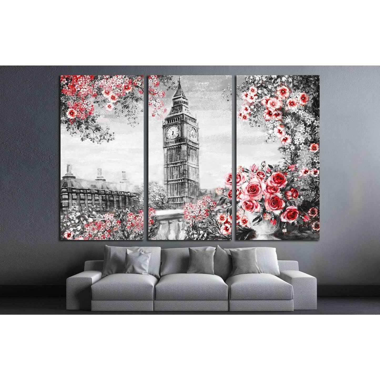Oil Painting, summer in London, flower rose and leaf №2093 Ready to Hang Canvas Print - Zellart Canvas Prints ALL_Products, s-2093