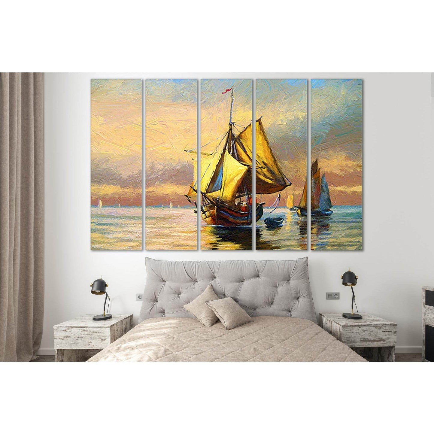 Old Ship On The Sea №SL606 Ready to Hang Canvas Print - Zellart Canvas Prints 0new, ALL_Products, Oil Painting Wall Art