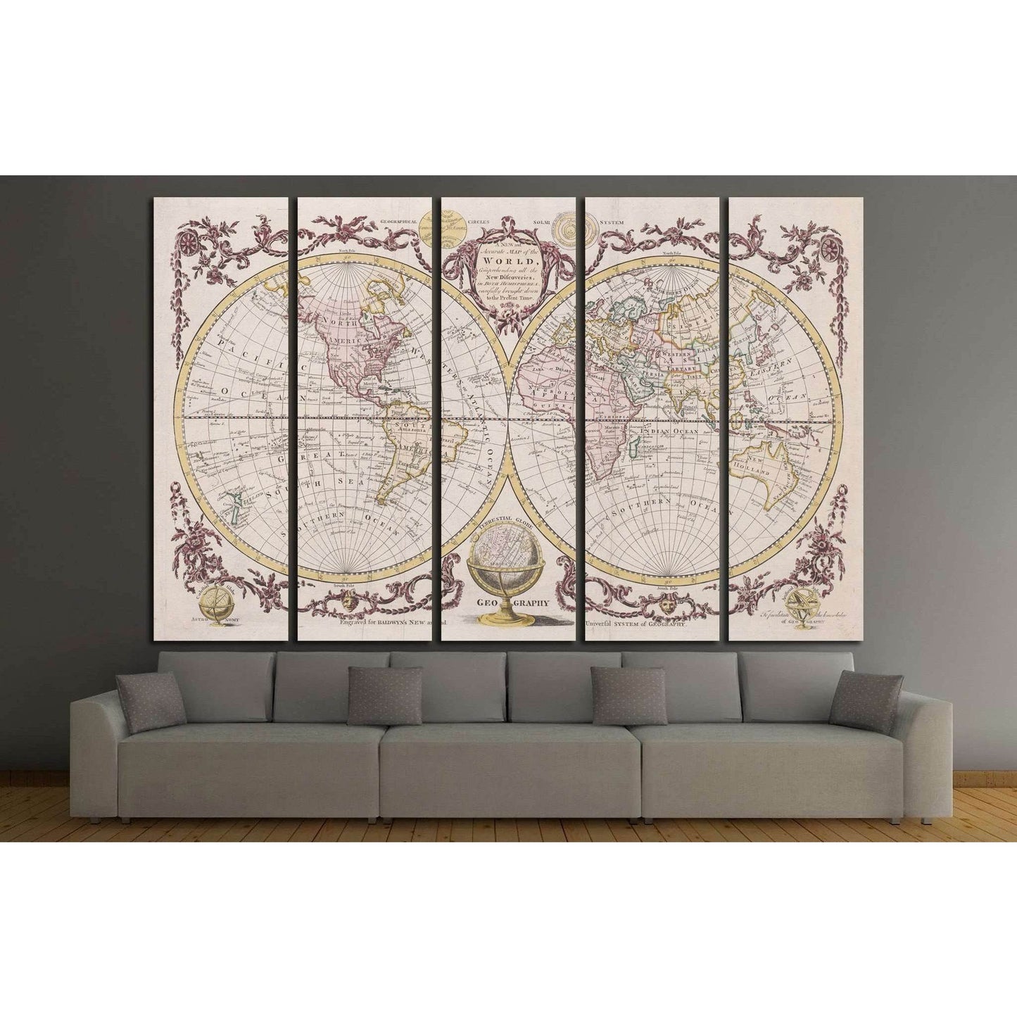 Old World Map №1470 Ready to Hang Canvas Print - Zellart Canvas Prints ALL_Products, s-1470